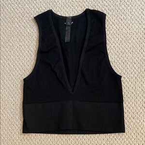 Black Sleeveless V-Neck Top